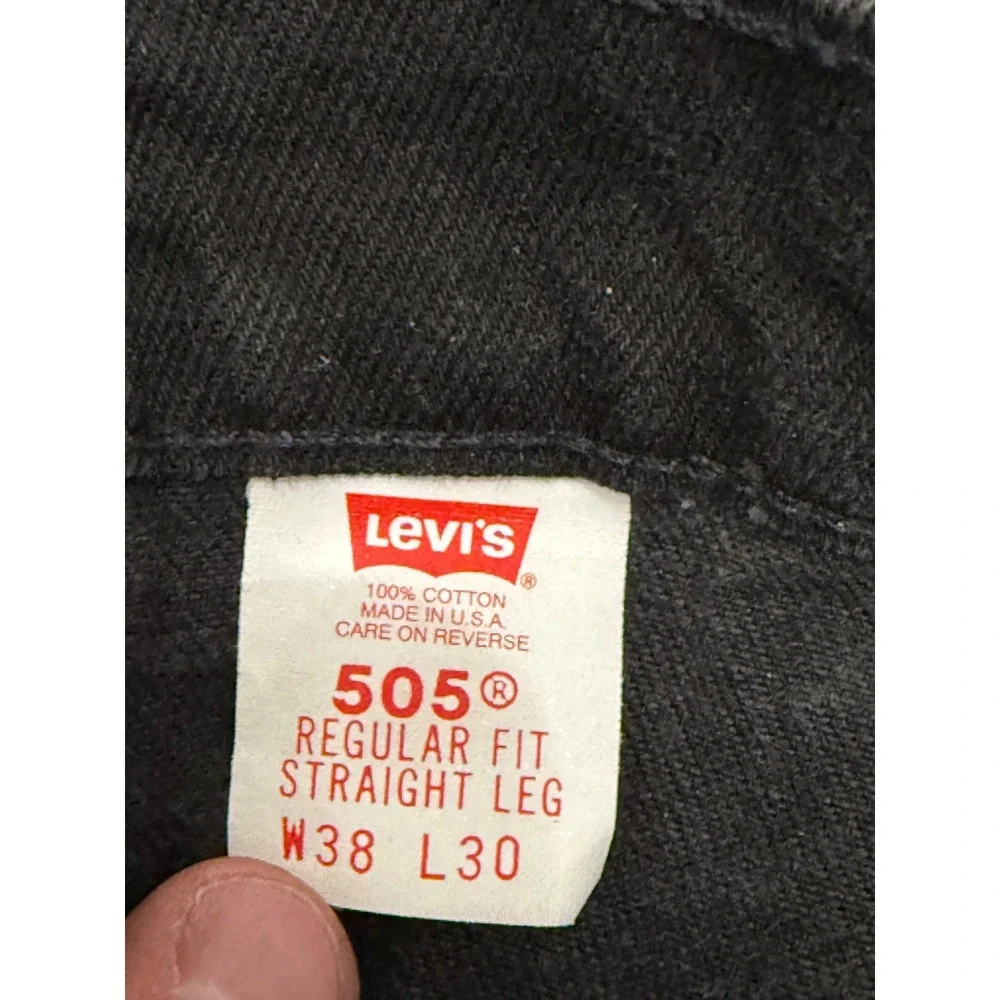 Vintage Levis 505 Orange Tab Black Jeans Made USA Mens 38x30 Straight Leg 1997